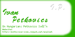 ivan petkovics business card
